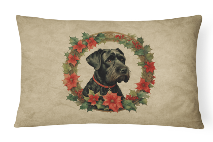 Christmas Flowers Frame Throw Pillow (Design: Giant Schnauzer 2369)