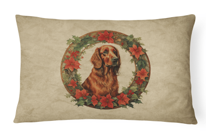 Christmas Flowers Frame Throw Pillow (Design: Irish Setter 2376)