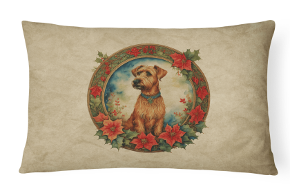 Christmas Flowers Frame Throw Pillow (Design: Irish Terrier 2377)