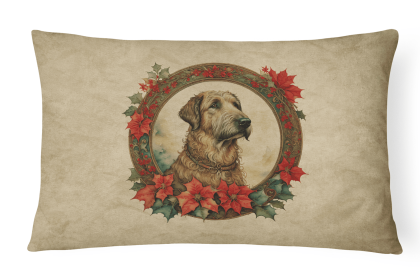 Christmas Flowers Frame Throw Pillow (Design: Irish Wolfhound 2379)