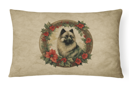 Christmas Flowers Frame Throw Pillow (Design: Keeshond 2383)