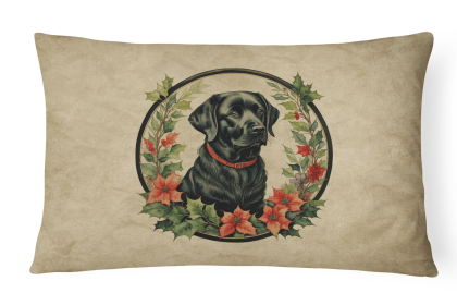 Christmas Flowers Frame Throw Pillow (Design: Labrador Retriever 2386)