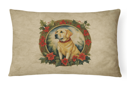 Christmas Flowers Frame Throw Pillow (Design: Labrador Retriever 2388)