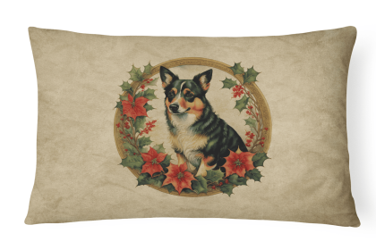 Christmas Flowers Frame Throw Pillow (Design: Lancashire Heeler 2390)