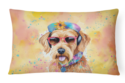 Hippie Dawg Throw Pillow (Dog Breed: Airedale Terrier 2449)