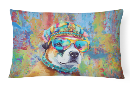 Hippie Dawg Throw Pillow (Dog Breed: Akita 2450)