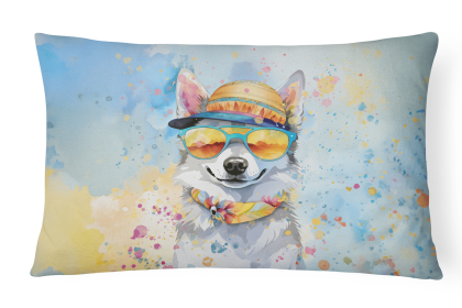 Hippie Dawg Throw Pillow (Dog Breed: Alaskan Klee Kai 2451)