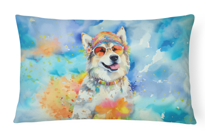 Hippie Dawg Throw Pillow (Dog Breed: Alaskan Malamute 2452)