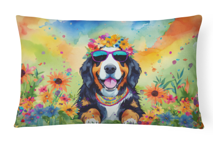 Hippie Dawg Throw Pillow (Dog Breed: Bernese Mountain Dog 2458)
