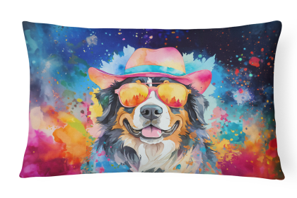 Hippie Dawg Throw Pillow (Dog Breed: Bernese Mountain Dog 2459)