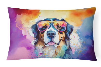 Hippie Dawg Throw Pillow (Dog Breed: Bernese Mountain Dog 2460)