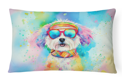 Hippie Dawg Throw Pillow (Dog Breed: Bichon Frise 2463)