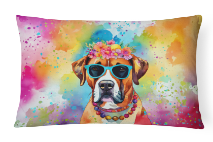 Hippie Dawg Throw Pillow (Dog Breed: Boxer 2472)