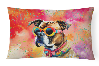 Hippie Dawg Throw Pillow (Dog Breed: Boxer 2473)
