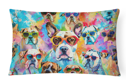 Hippie Dawg Throw Pillow (Dog Breed: Boxer 2474)