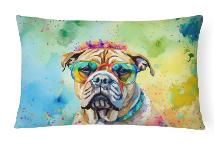 Hippie Dawg Throw Pillow (Dog Breed: Bullmastiff 2478)