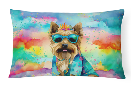 Hippie Dawg Throw Pillow (Dog Breed: Cairn Terrier 2479)