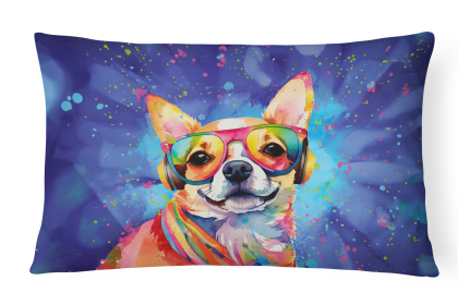 Hippie Dawg Throw Pillow (Dog Breed: Chihuahua 2487)