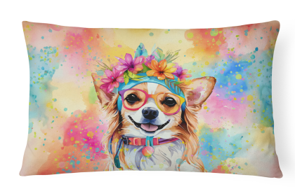 Hippie Dawg Throw Pillow (Dog Breed: Chihuahua 2488)