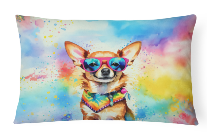 Hippie Dawg Throw Pillow (Dog Breed: Chihuahua 2489)