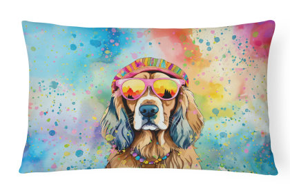 Hippie Dawg Throw Pillow (Dog Breed: Cocker Spaniel 2492)
