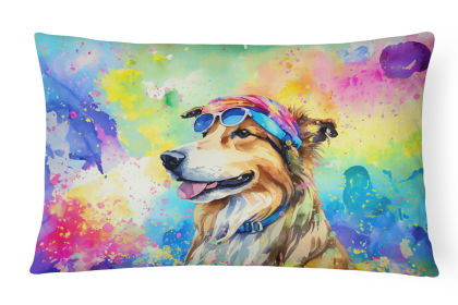Hippie Dawg Throw Pillow (Dog Breed: Collie 2494)