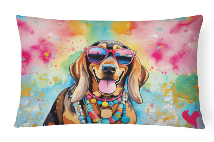 Hippie Dawg Throw Pillow (Dog Breed: Doberman Pinscher 2504)