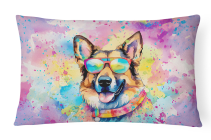 Hippie Dawg Throw Pillow (Dog Breed: German Shepherd 2510)
