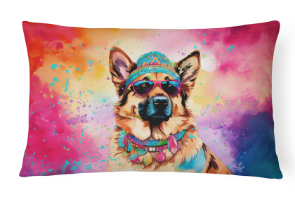 Hippie Dawg Throw Pillow (Dog Breed: German Shepherd 2511)