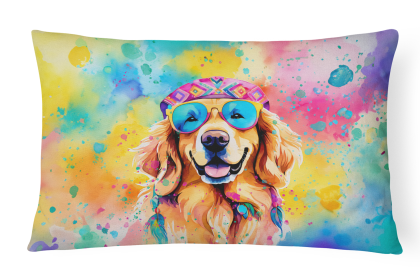 Hippie Dawg Throw Pillow (Dog Breed: Golden Retriever 2512)