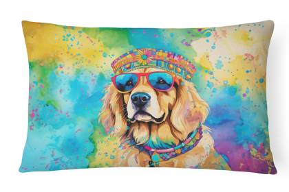 Hippie Dawg Throw Pillow (Dog Breed: Golden Retriever 2513)