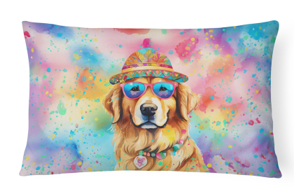 Hippie Dawg Throw Pillow (Dog Breed: Golden Retriever 2514)