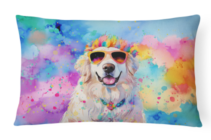 Hippie Dawg Throw Pillow (Dog Breed: Great Pyrenees 2515)