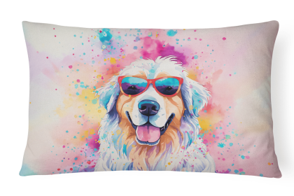 Hippie Dawg Throw Pillow (Dog Breed: Great Pyrenees 2516)