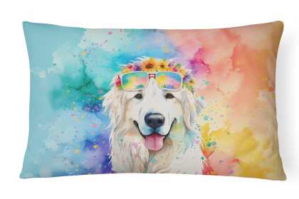 Hippie Dawg Throw Pillow (Dog Breed: Great Pyrenees 2518)