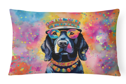 Hippie Dawg Throw Pillow (Dog Breed: Labrador Black 2520)