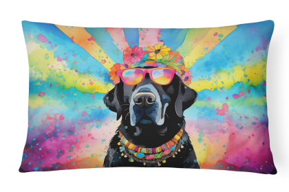 Hippie Dawg Throw Pillow (Dog Breed: Labrador Black 2521)