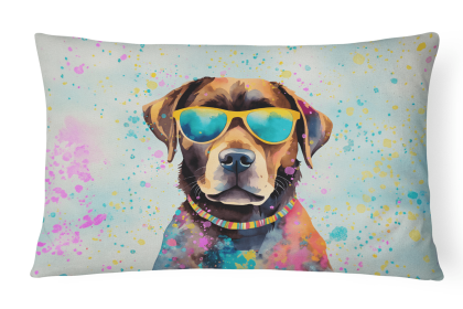 Hippie Dawg Throw Pillow (Dog Breed: Labrador Chocolate 2523)