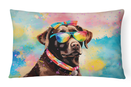 Hippie Dawg Throw Pillow (Dog Breed: Labrador Chocolate 2524)