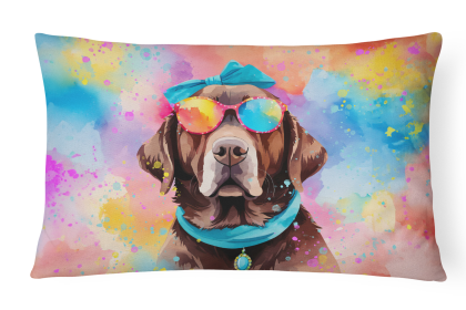 Hippie Dawg Throw Pillow (Dog Breed: Labrador Chocolate 2525)