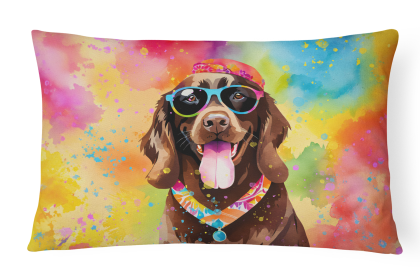 Hippie Dawg Throw Pillow (Dog Breed: Labrador Chocolate 2526)