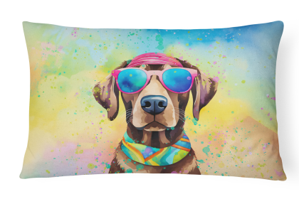 Hippie Dawg Throw Pillow (Dog Breed: Labrador Chocolate 2527)