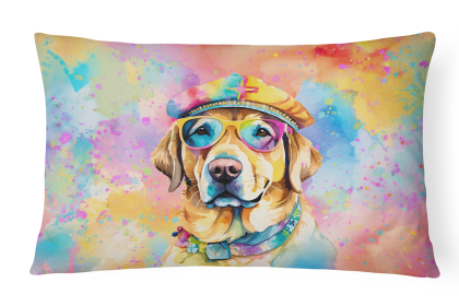 Hippie Dawg Throw Pillow (Dog Breed: Labrador Yellow 2528)