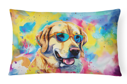 Hippie Dawg Throw Pillow (Dog Breed: Labrador Yellow 2529)