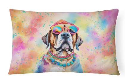 Hippie Dawg Throw Pillow (Dog Breed: Mastiff 2533)