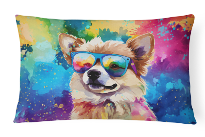 Hippie Dawg Throw Pillow (Dog Breed: Pomeranian 2537)