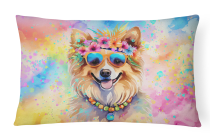 Hippie Dawg Throw Pillow (Dog Breed: Pomeranian 2539)