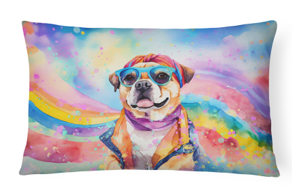 Hippie Dawg Throw Pillow (Dog Breed: Pug 2545)