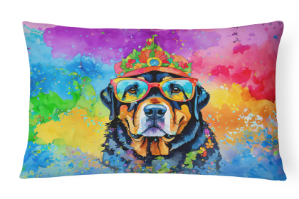 Hippie Dawg Throw Pillow (Dog Breed: Rottweiler 2547)