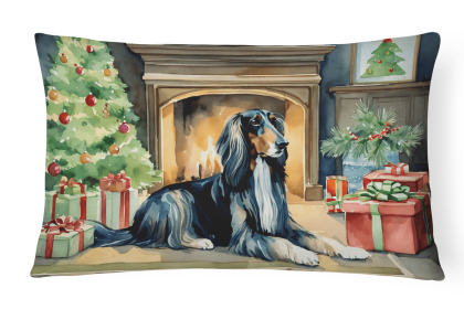 Cozy Christmas Throw Pillow (Design: Afghan Hound 2586)